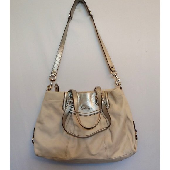 Coach Ashley Carryall Tan/Silver Vermillion Cowhide Leather satchel bag - Picture 1 of 16